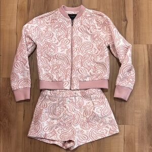 Pink Paisley Bomber Jacket and Shorts Set